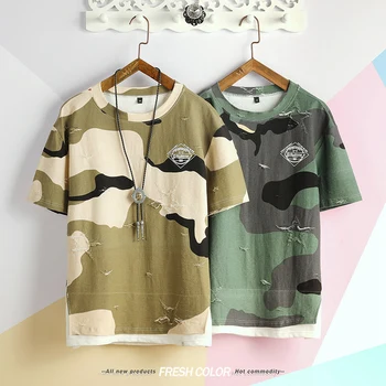 

camouflage Tshirt spring Men design Tshirt Tactical Camouflage mens T-shirt masculina tshirt Military broken T shirt