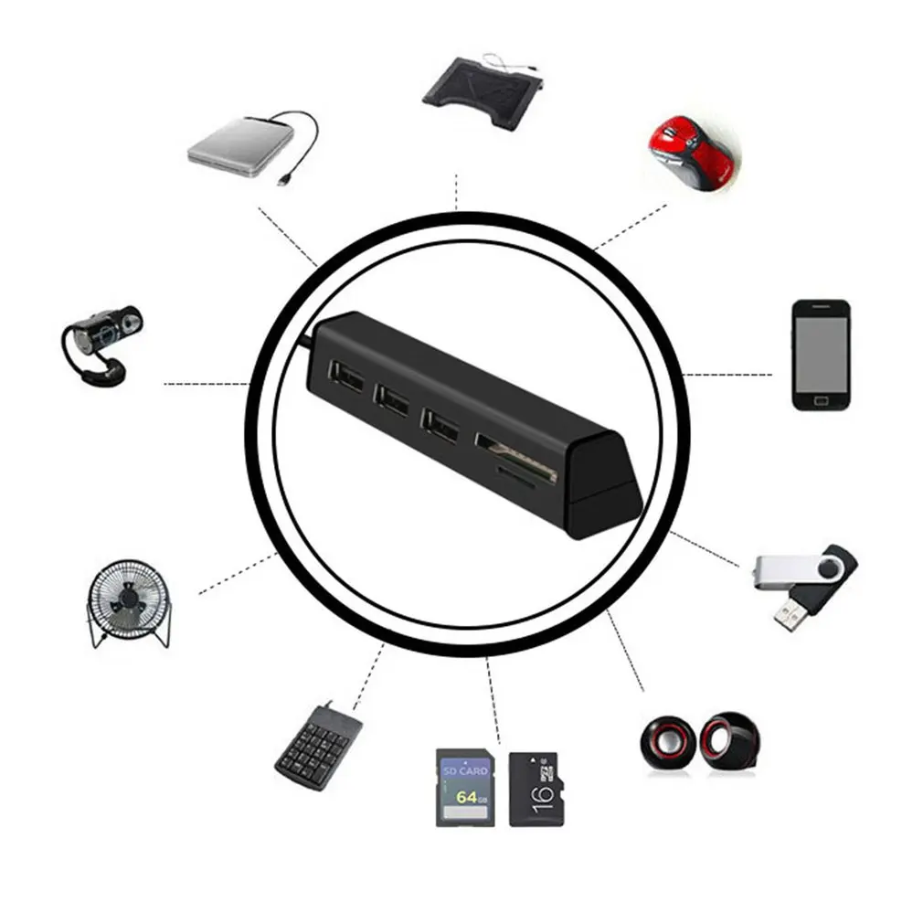 USB 2,0 концентратор Алюминиевый мульти-в-одном кард-ридер концентратор с подставкой для мобильного телефона