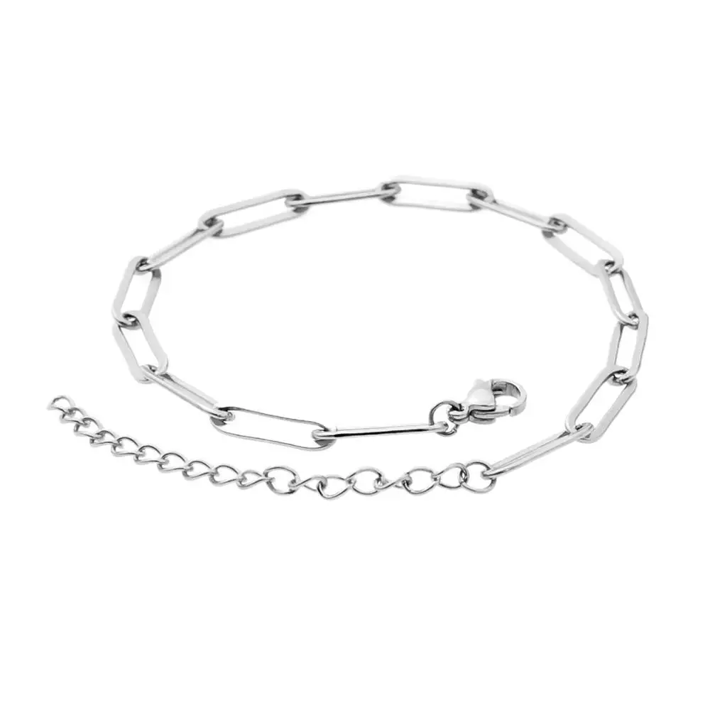 Aiovlo Stainless Steel Adjustable 4mm Chain Bracelets Gold Oval Squash Bracelet Simple Hip Hop Jewelry for Women Men Gifts