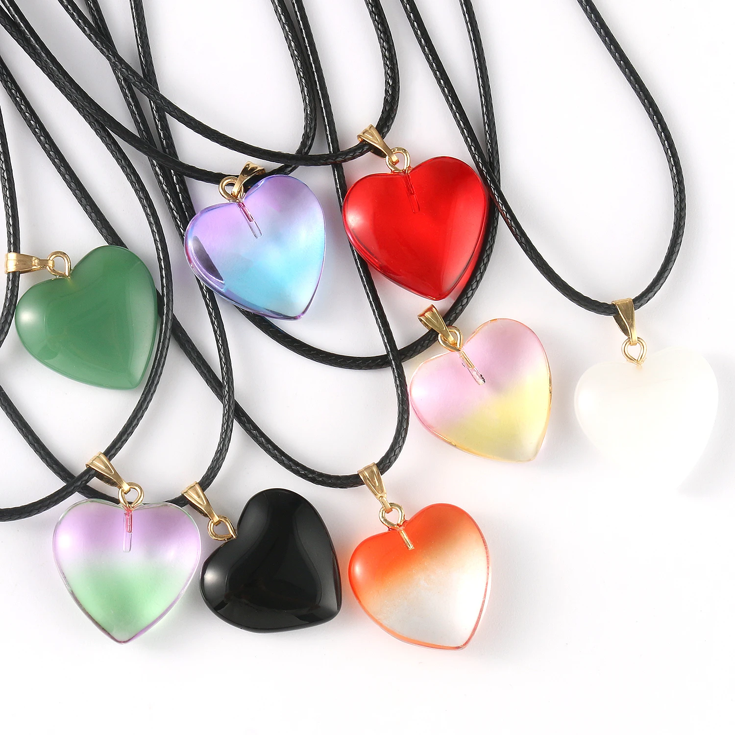 10pcs Multicolor Heart Shape Czech Lampwork Beads Glass Beads Charms Pendant for Jewelry Making DIY Bracelets Necklace 20x20mm
