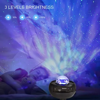 

USB LED Star Night Light Music Water Wave LED Projector Light Bluetooth Remote Control Projector Sound-Activated Projector Light