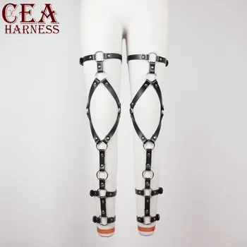 

CEA Lingerie Stockings Harness Women Leather Garter Belts Body Bondage From Waist To Leg Restraint Harness Tassel Leg Strappy