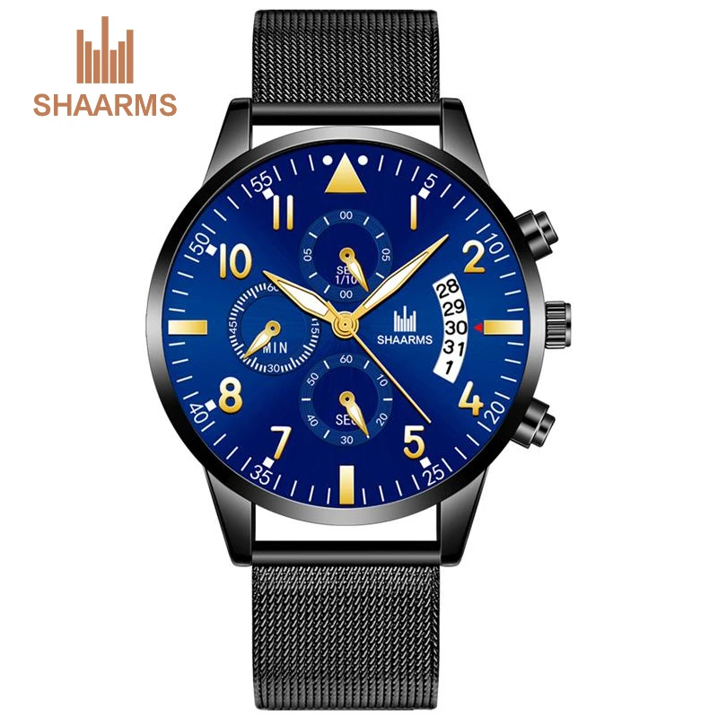 SHAARMS часы мужские водонепроницаемые повседневные Роскошные брендовые кварцевые военные часы деловые мужские часы s наручные часы Relogio дропшиппинг