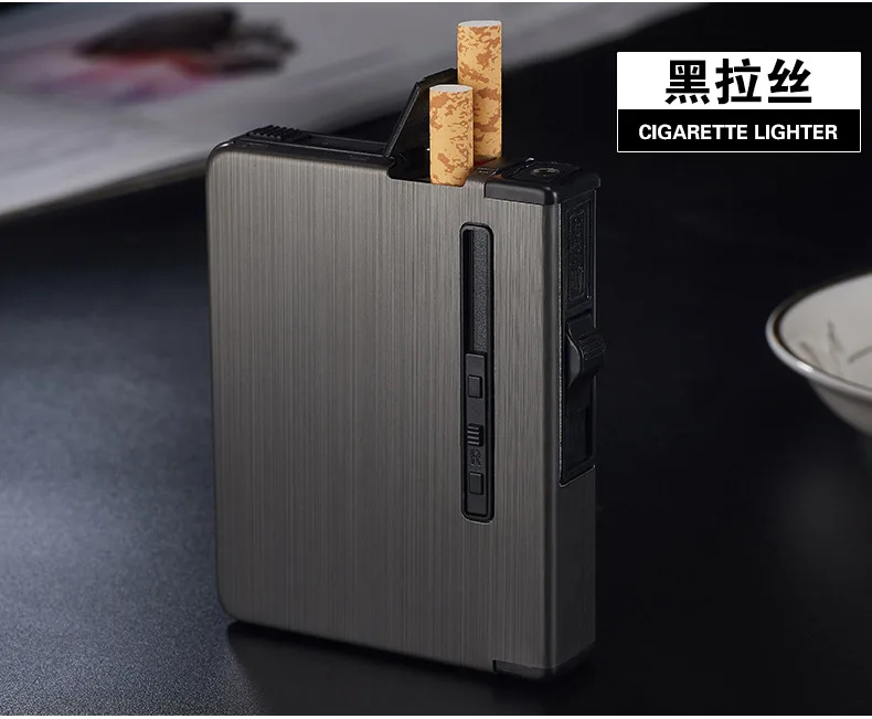 Creative automatic cigarette box lighter inflation lighter case gadgets for men smoking accessories cigarette box with lighter