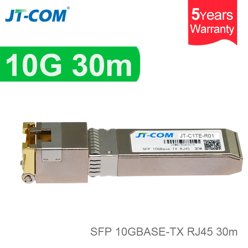 10G RJ45 Copper SFP Transceiver Module 10GBase-Tx Ethernet Gpon Olt Fiber Optic FTTH Compatible with Cisco/Mikrotik Switch 30m