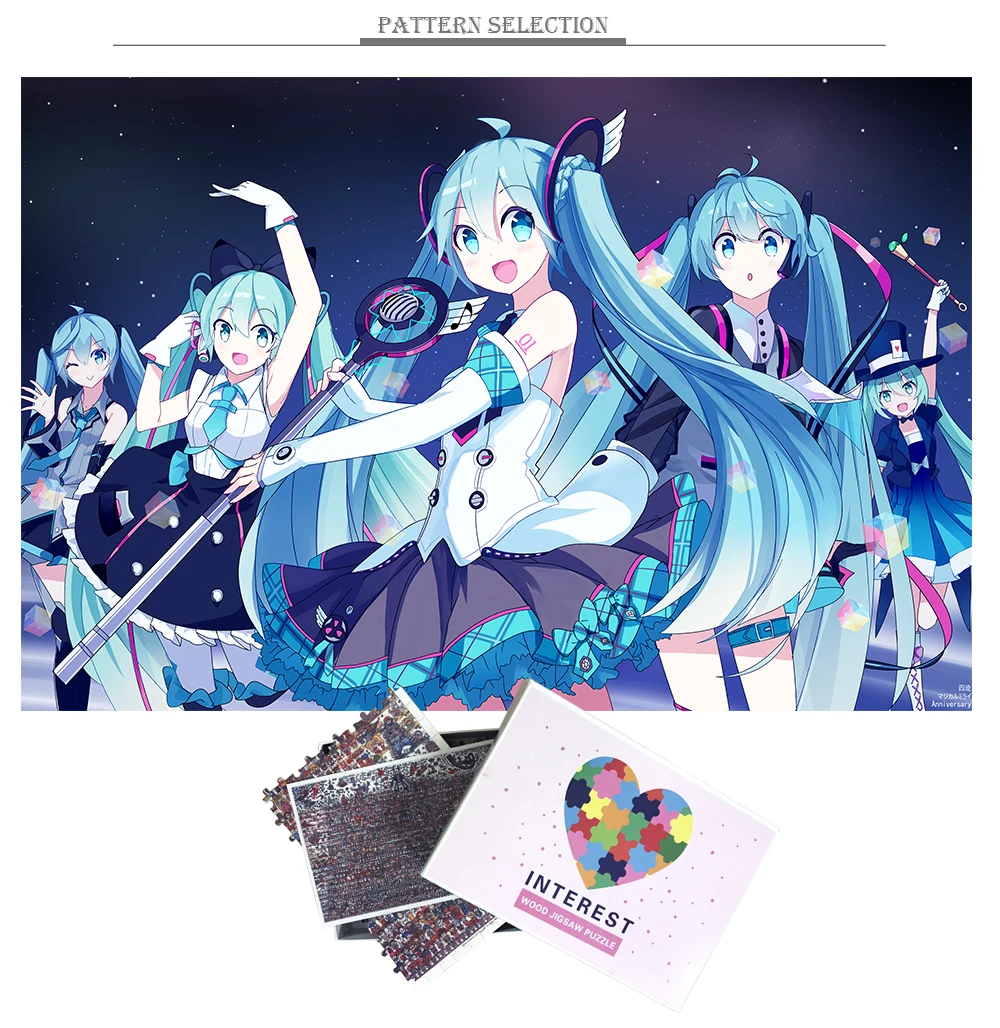 MOMEMO Hatsune Miku деревянные головоломки игрушки для взрослых 1000 кусочки головоломки Jigsaw игры мультфильм аниме DIY сборный пазл для детей