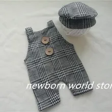 Реквизит для фотосъемки новорожденных, детские брюки на подтяжках и шапка