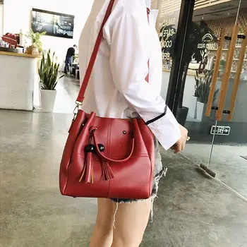 

3pcs Women Lady Leather Handbag Tassel Shoulder Bags Tote Purse Messenger Satchel Top Handle Bag Set