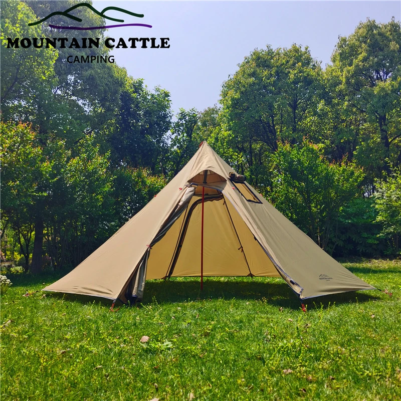 Ultralight Camping Tent Pyramid Tent Chimney Hole Awnings Shelter