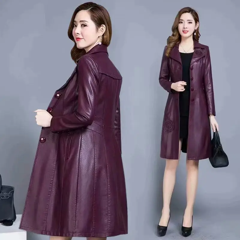 Плюс толстый хлопок кожа Ветровка Для женщин средней длины на осень-зиму, в Корейском стиле, в стиле Slim Fit талии облегающие кожаные пальто Для женщин'