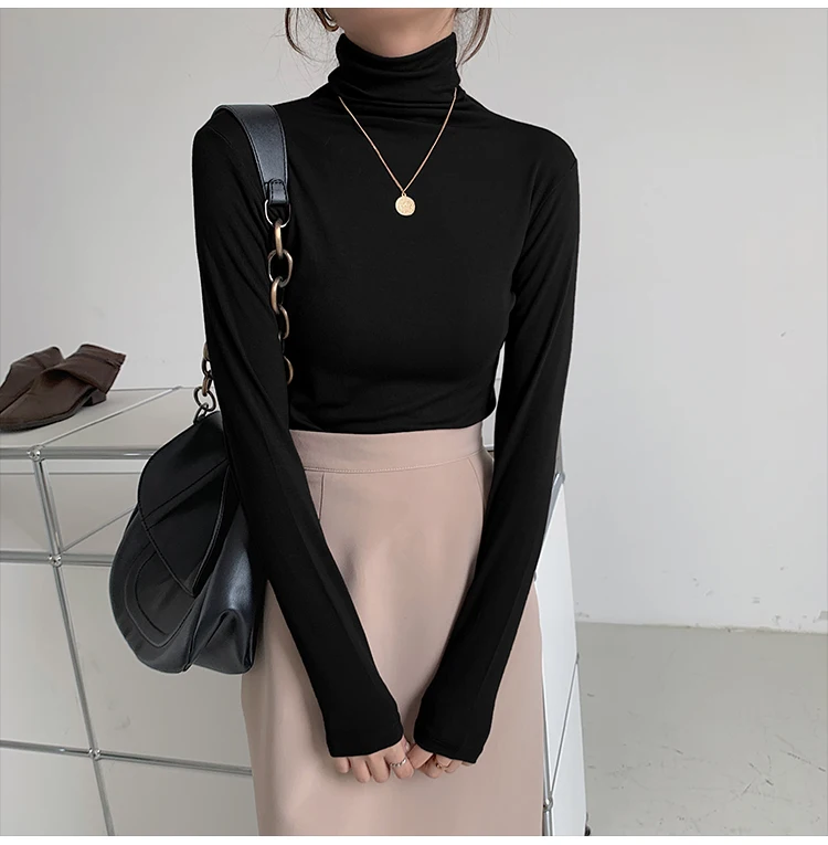PX2333 High neck long sleeve t-shirt women autumn