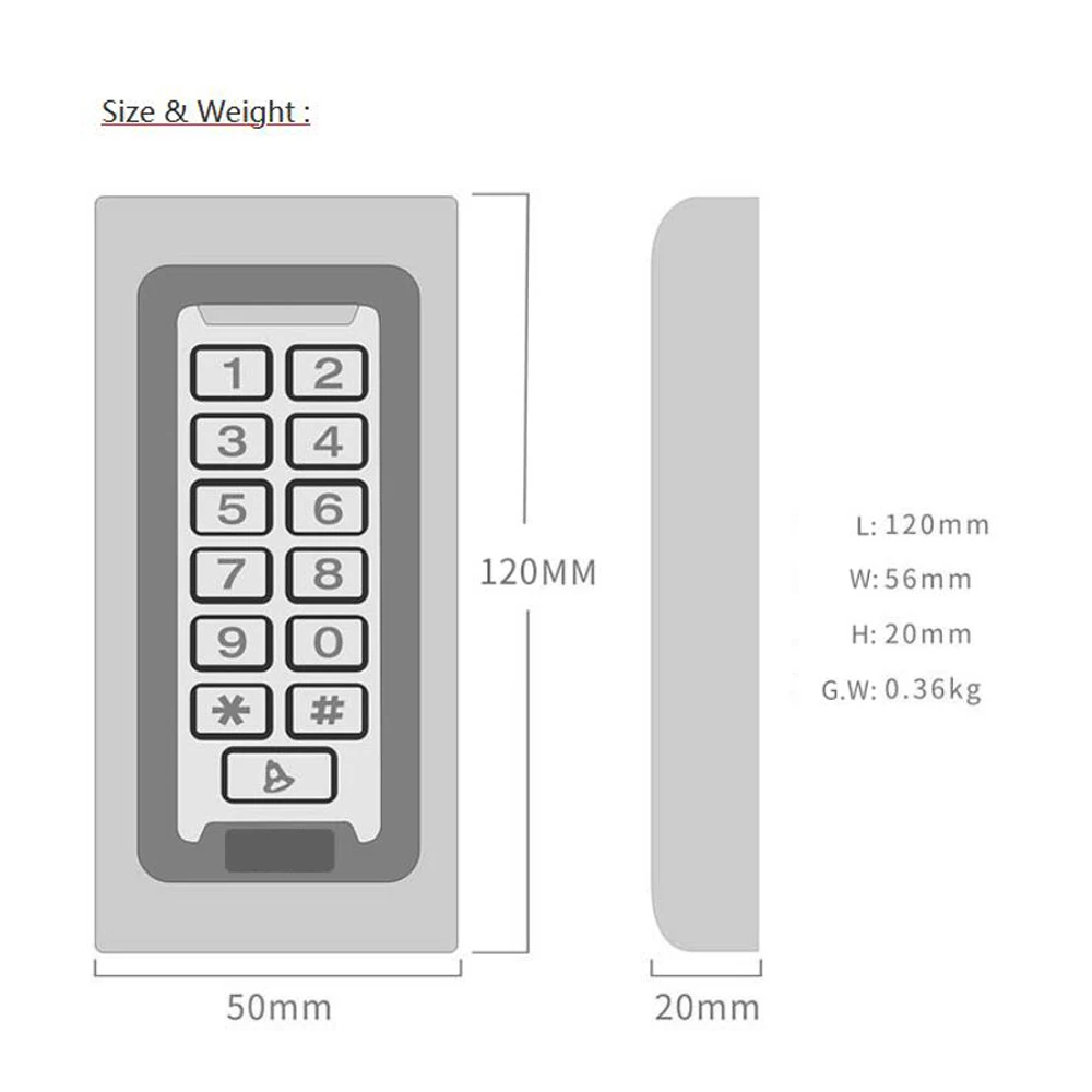 Kov keypad RFID přístup ovládání systém podpora wiegand 26 výroba proximity karta samostatný dveře přístup regulátor 2000 uživatelů