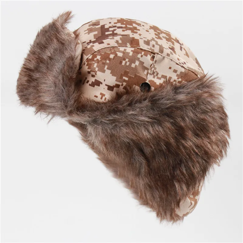 waterproof bomber hat CAMOLAND Winter Warm Bomber Hat Women Men Military Army Soviet Badge Russia Ushanka Cap Outdoor Faux Fur Earflap Caps mad bomber leather rabbit fur hat