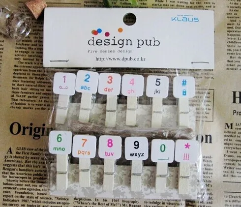 

15packs(12pcs munber Clip and cord in one pack ) Number Clips, Cartoon Photo Clips with cord,Number Wood Bag Clip
