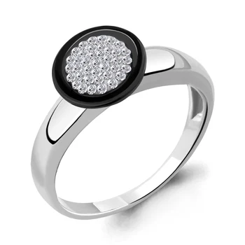 

thematic ring AQUAMARINE ceramic coated with artificial vstavkmi, Silver 925