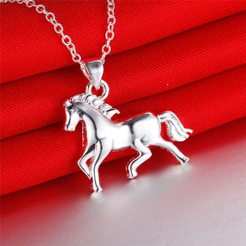 

CA-22 Silver 925 Jewelry Sets For Women Horse Stud Earring Necklace Brincos Collier 2pcs Wedding Jewelery