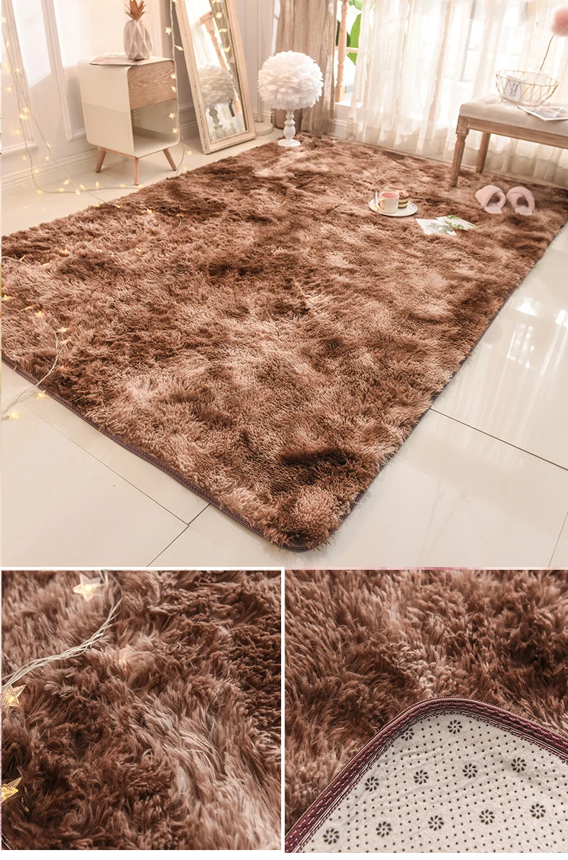 Thicked Fluffy Living Room Brown Carpet and Rugs for Kids Room Bedroom Pink Blue Area Rug Tapete Shaggy Floor Mat Super Soft