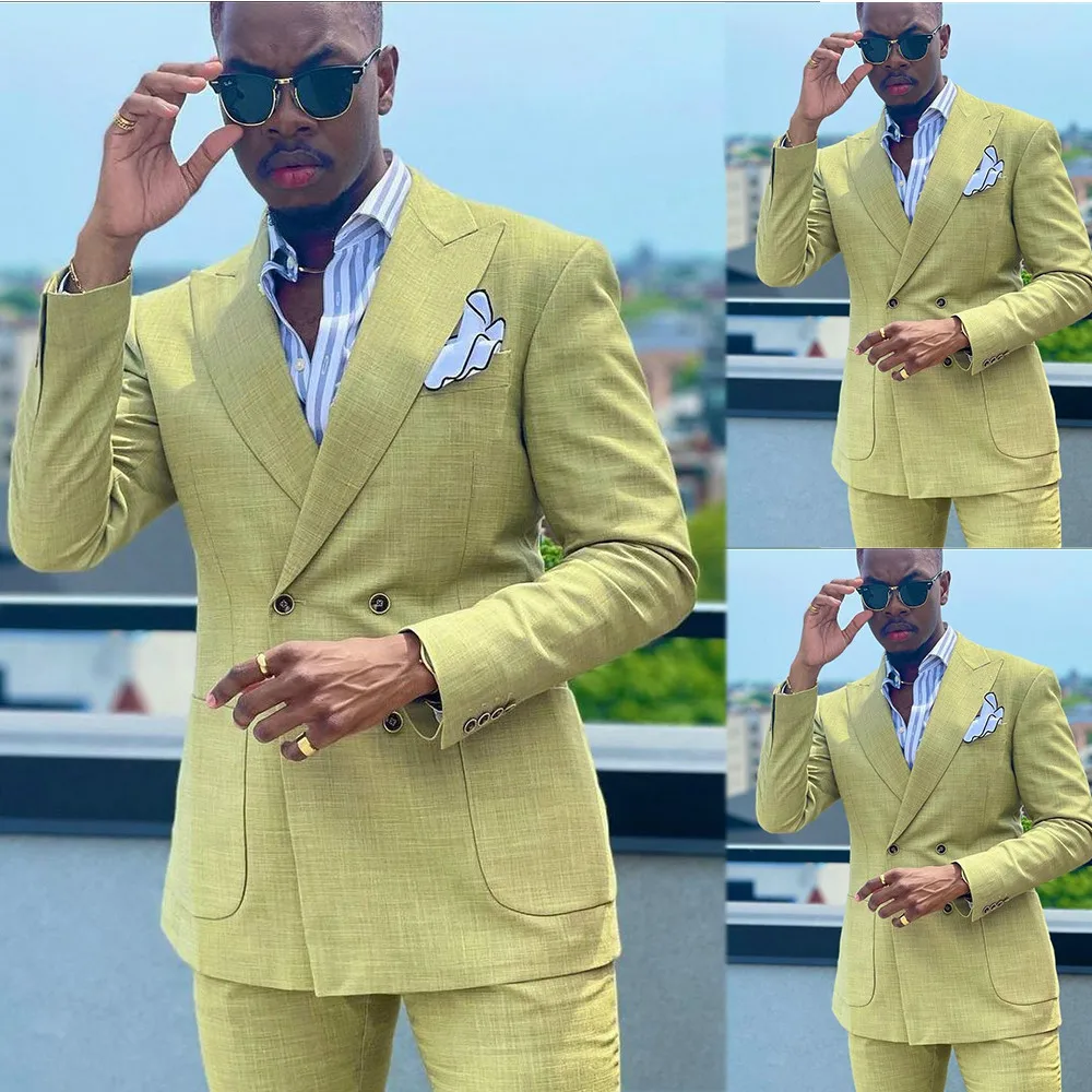 

Men Blazers Banquet Party Prom Slim Fit Wedding Tuxedo Suit Jackets Peaked Lapel Stage Costume Nightclub Singer 2 Pieces