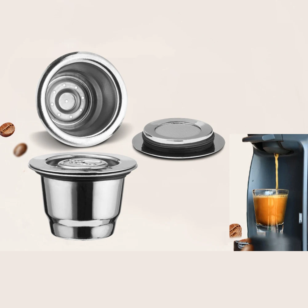 Stainless Steel Reusable Capsules Refillable Coffee Capsules Pods with Lids Compatible with Nespresso Espresso Maker