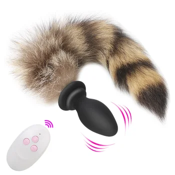 IKOKY 10 Frequency Fox Tail Anal Plug Vibrator Remote Control Sex Toys For Couples Anus Dilator Adult Game Vibrating Butt Plug 1