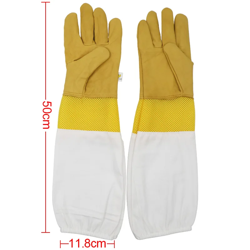 Beekeeping Gloves Short Mesh Protective Sleeves Breathable leather and Cloth Anti Bee Apiculture beekeeping gloves