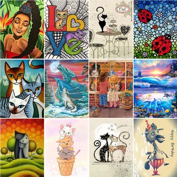 

Oil Painting By Numbers Cartoon Cute Pet Animal Coloring By Numbers 40x50cm Wall Art Arcylic Hand Painted DIY Home Decoration