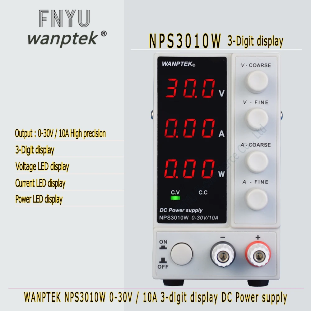 ONE NEW NPS3010W 0~30V 10A 4 Digits Adjustable Switch DC Power Supply 110V/220V 