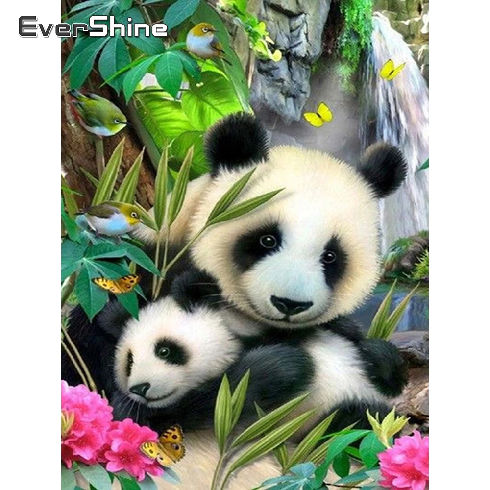 Evershine Diamond Painting Animals Panda 5D Diamond Mosaic Cross Stitch Kit Diamond Embroidery Cartoon Crystal Bead Painting Art 5D DIY Diamond Painting