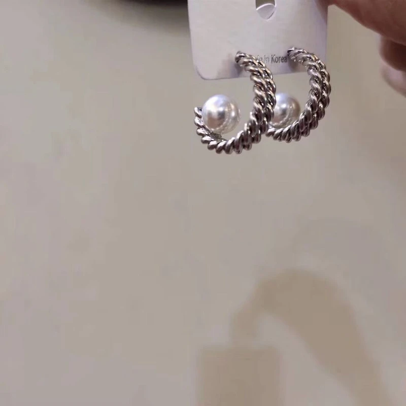 MENGJIQIAO Панк дизайн металлические круглые нерегулярные серьги-кольца для женщин массивные ювелирные изделия Gemetric жемчуг Brincos Ювелирные Изделия - Окраска металла: E silver color