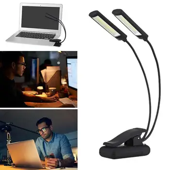 

LED Clip Booklight Book Lamp Reading Light Rechargeable 3 Modes Flexible Adjustable Portable Torch Study Music Stand Piano