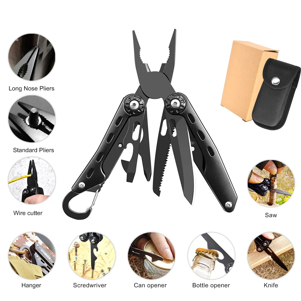 

KSHIELD Multi Pliers Wire Cutter Stripper Crimping Tool Multifunctional Folding Multitool Knife Camping Survival Hand Tools