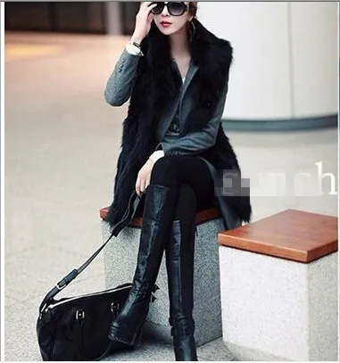 Colete De Pele Feminina Furry Women Sleeveless Fox Fur Coat Autumn Winter Luxury Stand Collar Long Faux Fur Vest V612