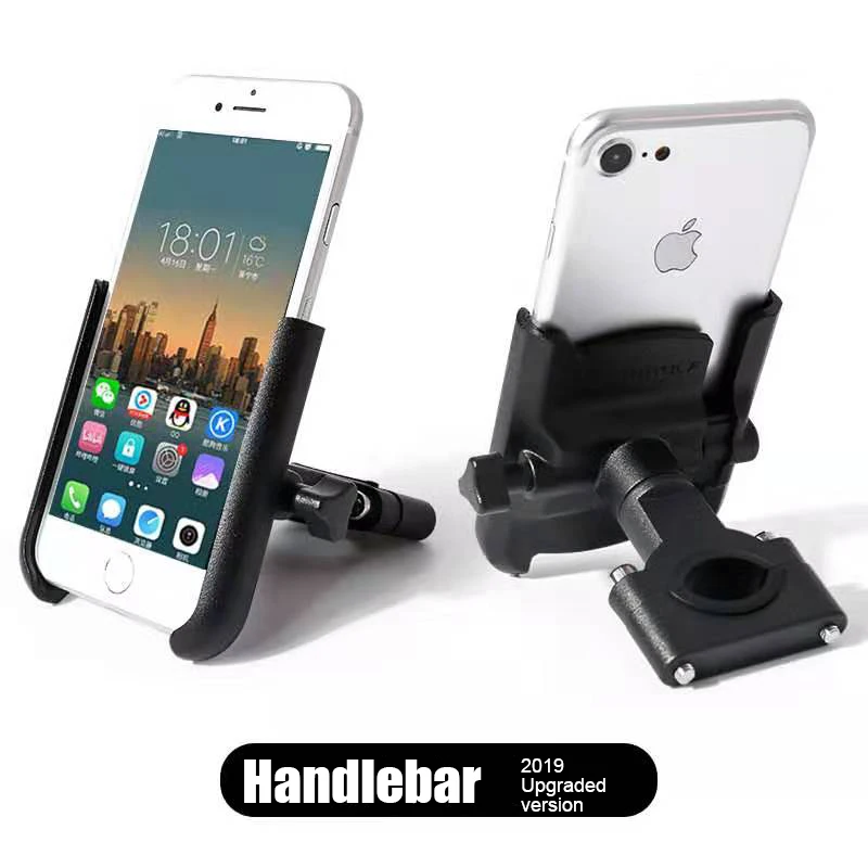 Handlebar Black Держатель для телефона из алюминиевого сплава, руль мотоцикла, крепление заднего вида для смартфона iPhone 11Pro Max для samsung Note10 - Цвет: Handlebar Black