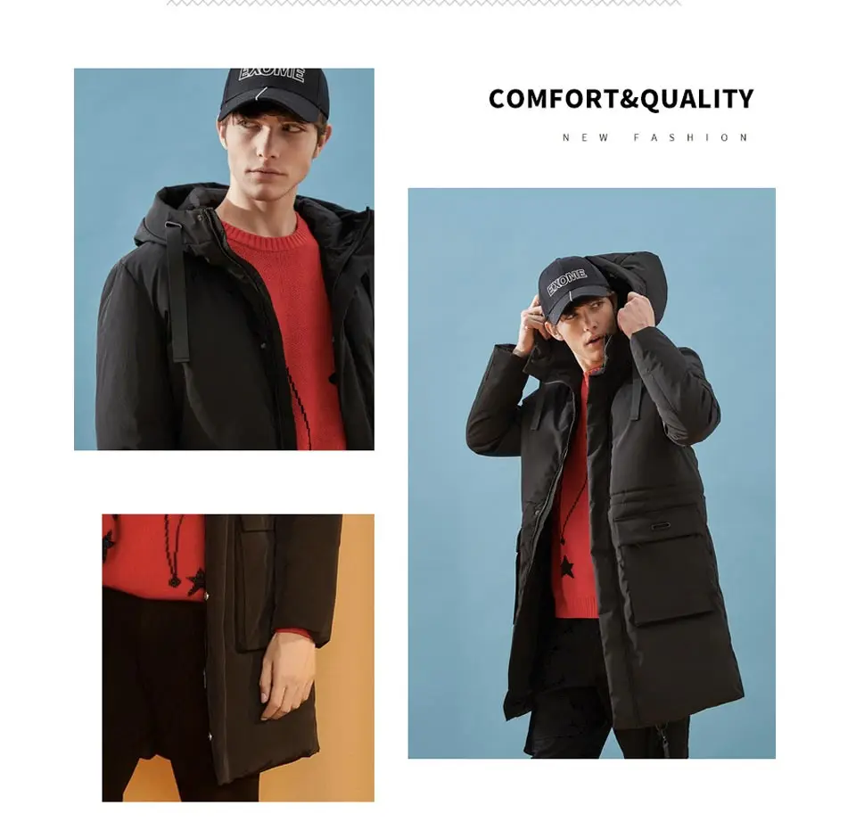 Metersbonwe,, длинный пуховик, зимние куртки, бизнес стиль, длинный, толстый, зимний пуховик, мужской, однотонный, модное пальто, верхняя одежда, теплая 229386