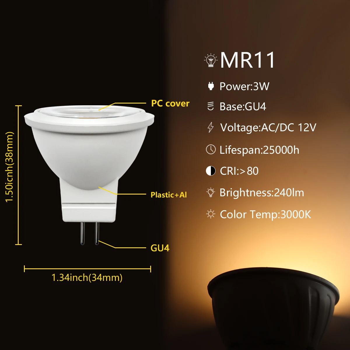 4-20 Stks/partij Energiebesparing Spot Foco MR11 GU4 Ac Dc 12V Warm Wit Led Licht Lamp Voor thuis Decortion Vervangen 20W 25W Halogenlamp