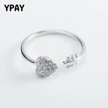

YPAY Heart & Arrow Shape Promise Rings 100% Real 925 Sterling Silver Open Ring For Women Fine Jewelry Christmas Gifts YMR463