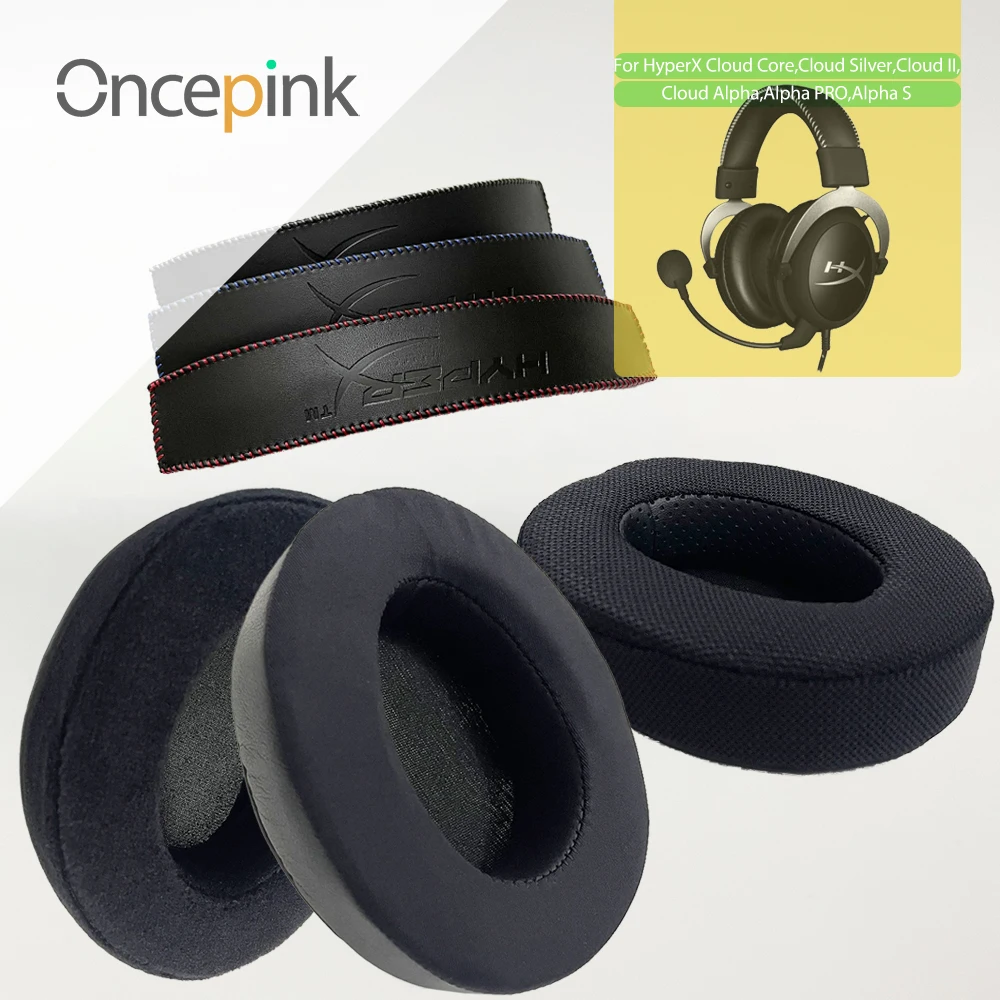 Oncepink Replacement EarPads Headband For HyperX Cloud Core,Silver