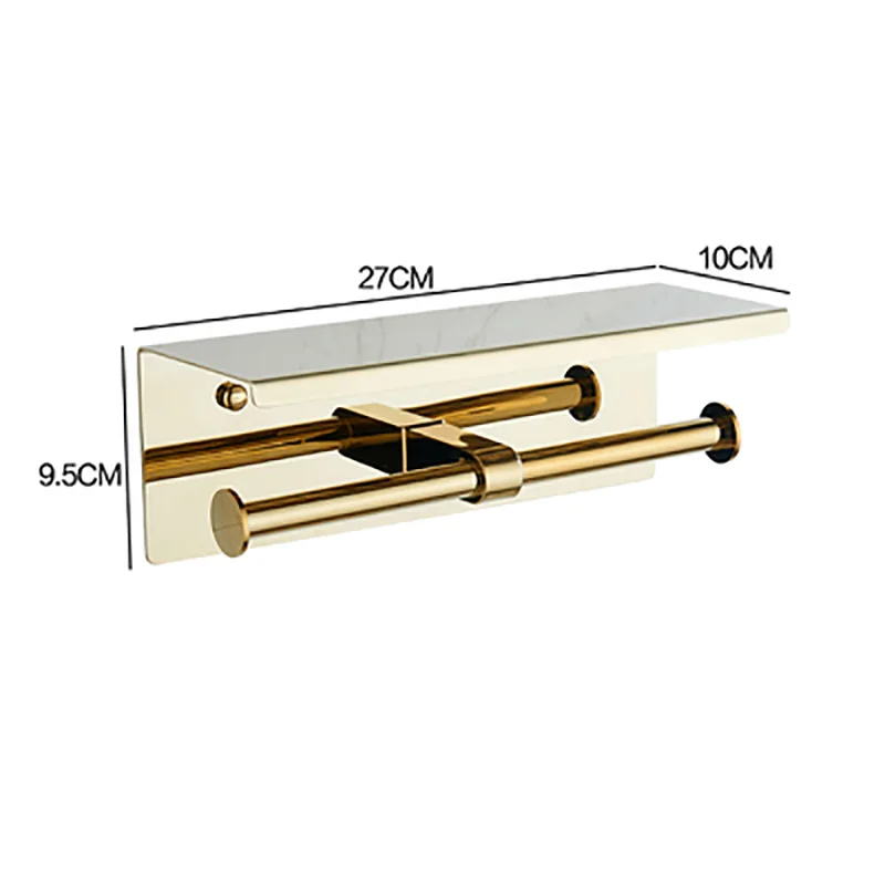 gold double holder Держатель для туалетной бумаги из нержавеющей стали с держателем для телефона держатель для туалетной бумаги для ванной комнаты Аксессуары для ванной комнаты простой стиль полка - Цвет: gold double holder