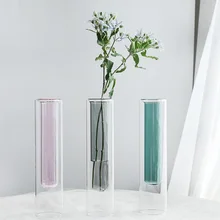 Nordic 2-х цветный Тесты прозрачная трубка Стекло ваза простой гидропоники растения Цветочный декор дома, RT99