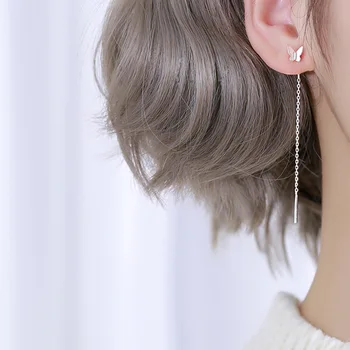 

OBEAR Siver Plated Earrings Tassel Butterfly Chain Earrings omen Fashion Jewelry Gift for Women Birthday Party Gifts
