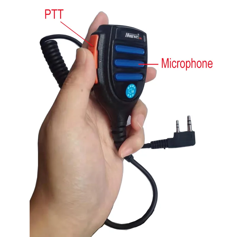 WURUI 2-Pin Rainproof Mini Handheld Speaker Microphone with MIC PTT for KENWOOD RETEVIS BAOFENG UV-5R UV-82 888S Walkie Talkie