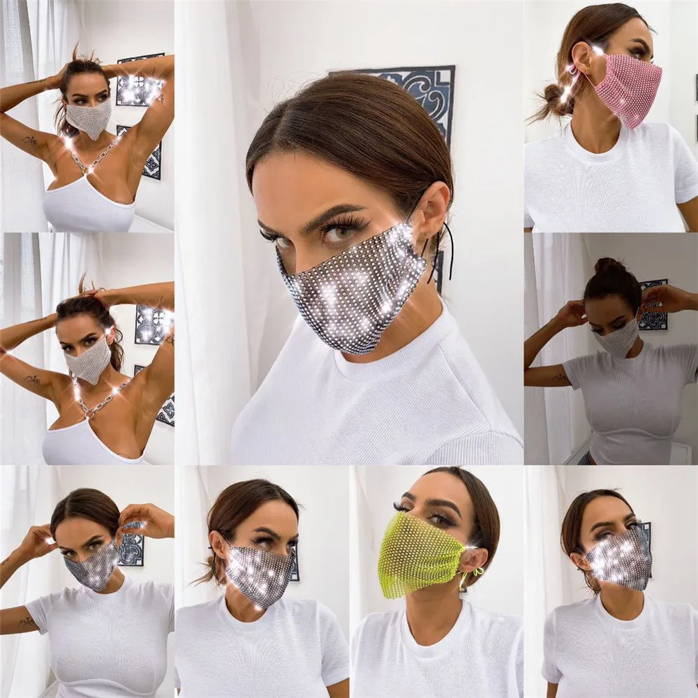 Sexy Masks Jewelry Full Rhinestone Face Masks Accessories Fishing Net Shape Hollow Out Artificial Stone Funny Nightclub Jewelry afbeelding