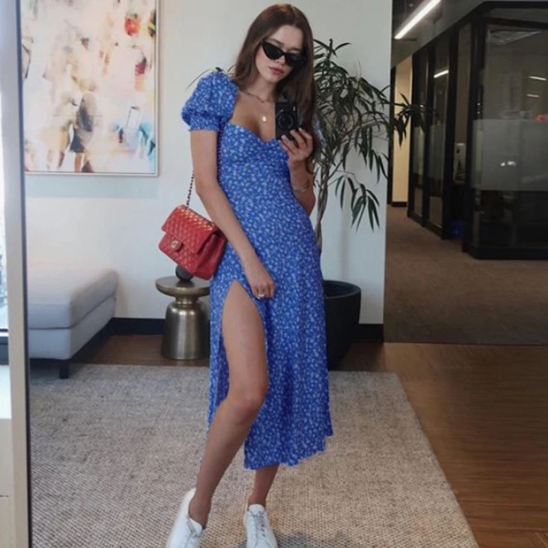 Платье с винтажный буф рукавами Foridol длинный пляжный сарафан в стиле бохо