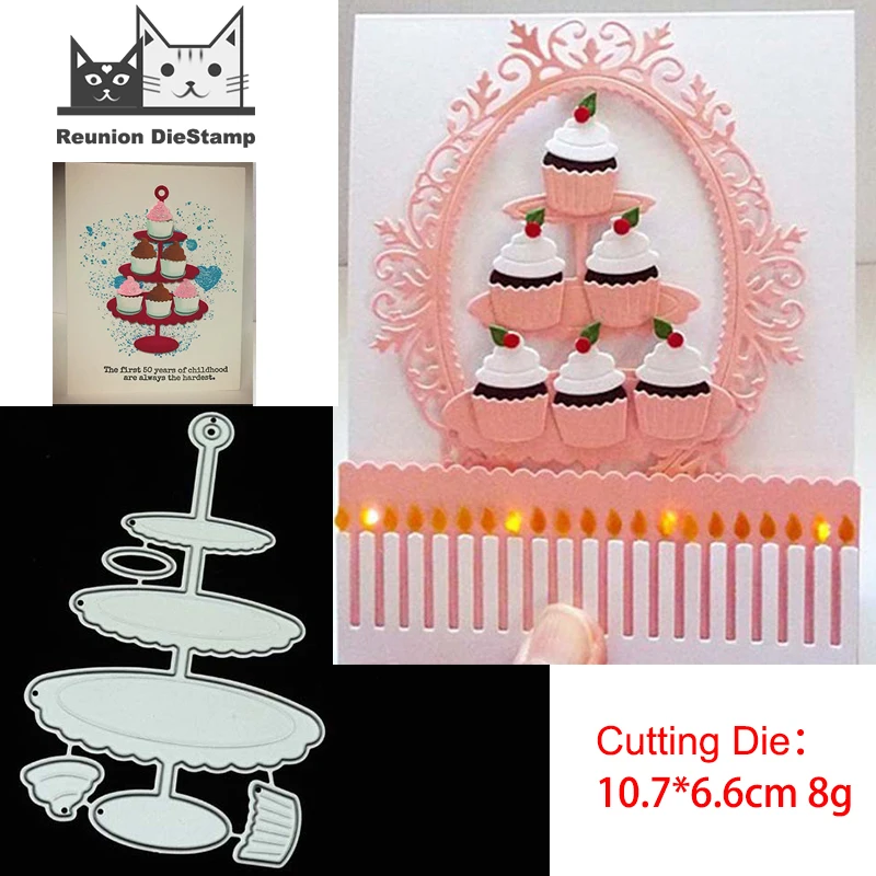 Juego de troqueles de corte de Metal, soporte para pastel de cumpleaños, plantilla de decoración, manualidades de papel de álbum de recortes, cuchillo, molde de cuchilla troquel agujereado