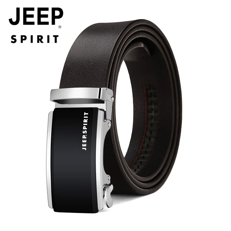 JEEP SPIRIT мужской кожаный ремень люксовый бренд двухслойный ремень из воловьей кожи с автоматической пряжкой 110 см-130 см ремни из натуральной кожи
