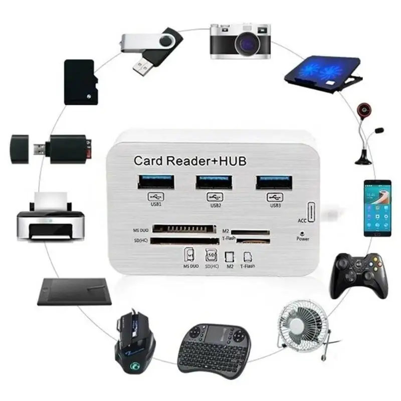 USB 2,0 концентратор адаптер для 3 USB 3,0 MS M2 TF карт памяти конвертер сплиттер скорость передачи данных до 480 бит/с