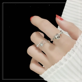 

S925 Sterling Silver Ring Bead Design Simple and versatile Student lady ring Gift from best friend Free freight ins