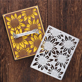 

YaMinSanNiO Sunflower Frame Metal Cutting Dies Background Stencils for DIY Scrapbooking Decoration Embossing Handcraft Die Cut
