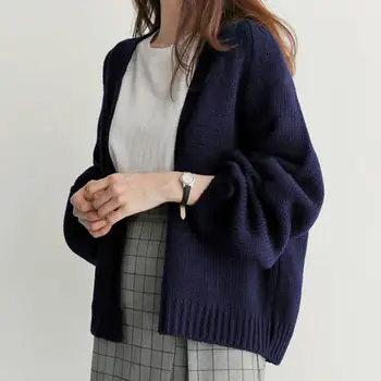 

Vintage Sweater Cardigan Women Loose Knitted Outerwear Sweater Women Oversized Knitted Cardigans Long Sleeve Warm Sweater Q1794