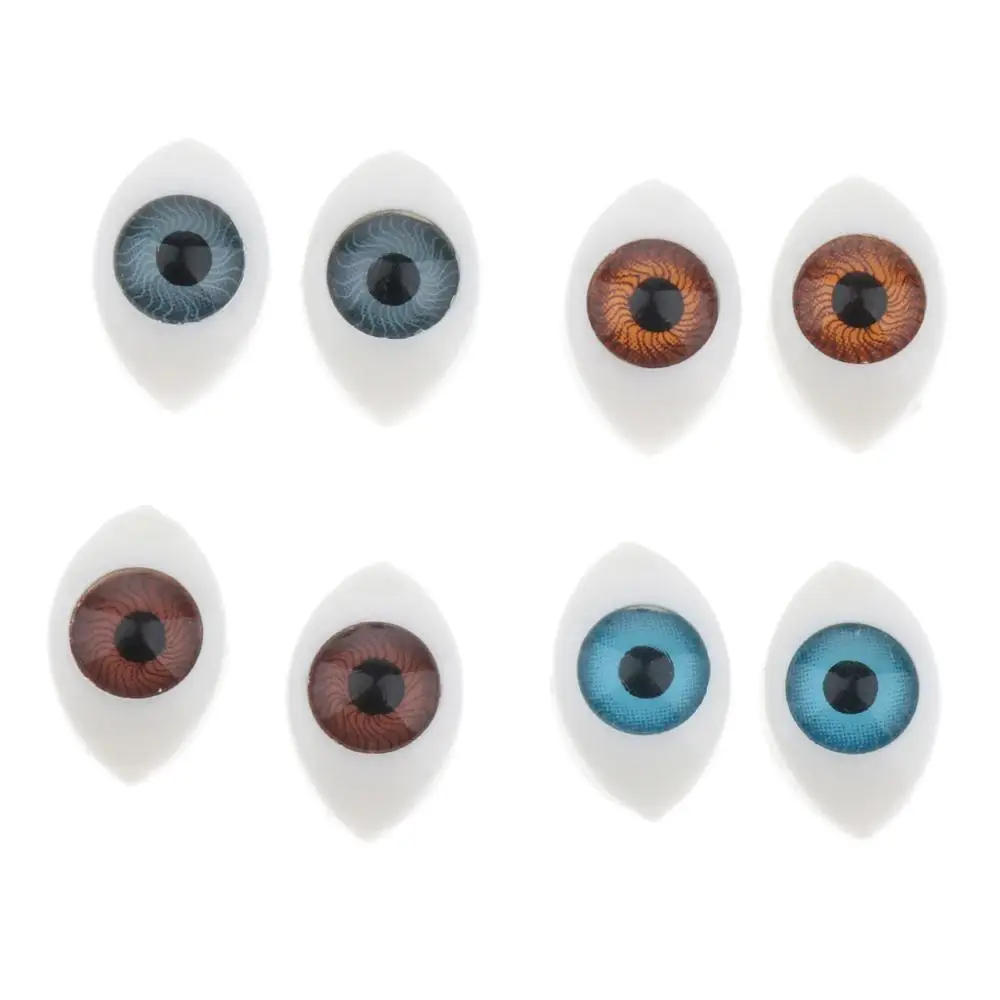 Oval Flat Back Plastic Eyes Doll Accessories 4 Pairs 5mm-9mm Iris For Porcelain or Reborn Dolls Making